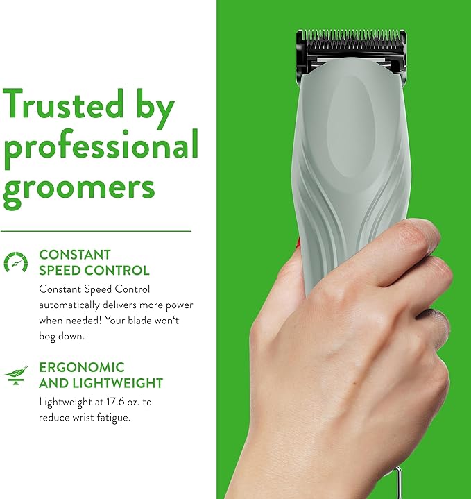 Wahl Professional Animal KMC+ 2-Speed Cordless Clipper (3025661) - Detachable Blade Pet & Dog Clipper Kit - Patented Ergonomic Housing Design - Sage