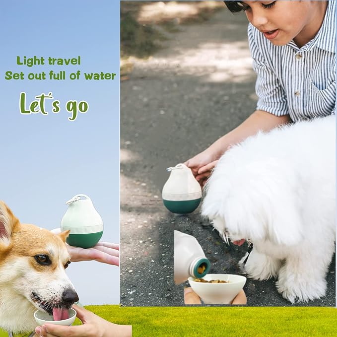 Dog Travel Water Bottle Detachable Bowl Leak Proof Portable ，Silicone Bottle Body，Collapsible and Suitable for Small Pets for Outdoor Walking, Hiking, Travel