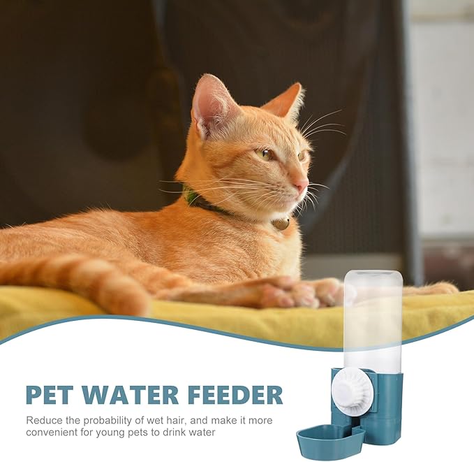COHEALI Pet Automatic Hanging Water Dispenser Bottle for Dogs and Cats, Ocean Blue Plastic Cage Water Feeder, Space-Saving Hydration Solution for Pets in Indoor and Outdoor Use