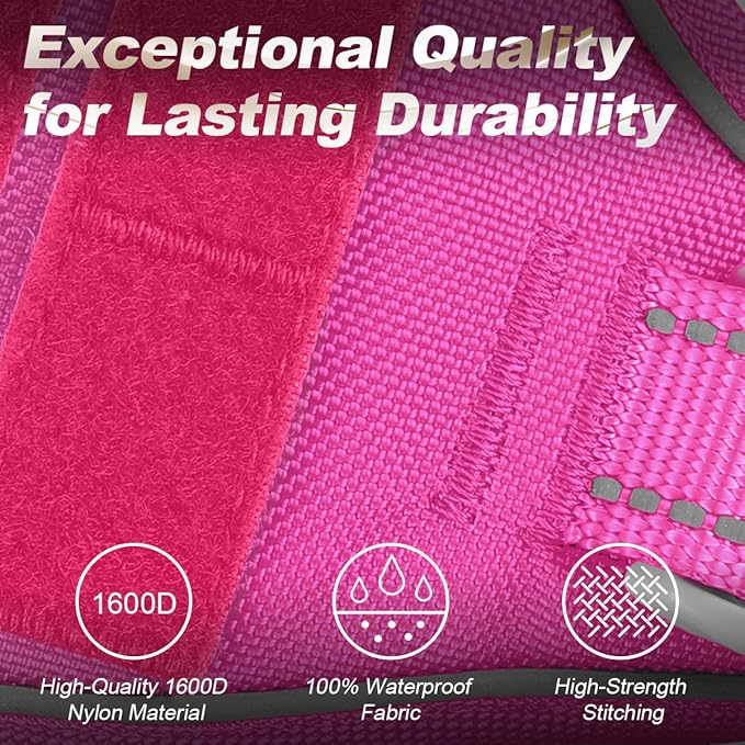 BARKBAY Service Dog Vest Tactical Dog Harness Medium Large Sized Dog Tags Personalized No Pull Adjustable Harness Reflective K9 Working Training Easy Control Military Molle System(Pink,S)