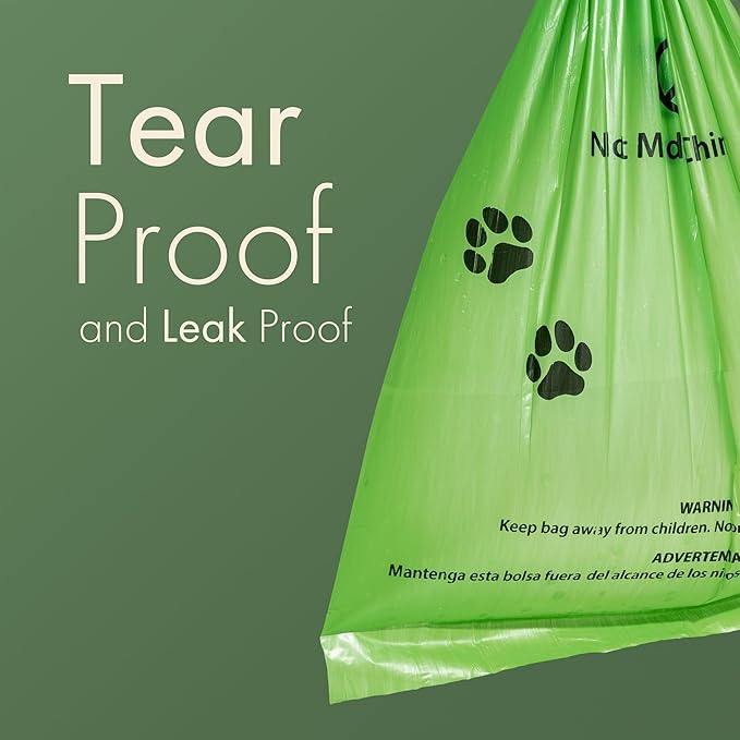 Dog Poop Bag Rolls 300 Count, Not-Made In China, Biodegradable, Leak Proof and Extra Thick Refill Bags For Dogs and Cats, Unscented Earth Friendly Waste and Doggy Litter Bag
