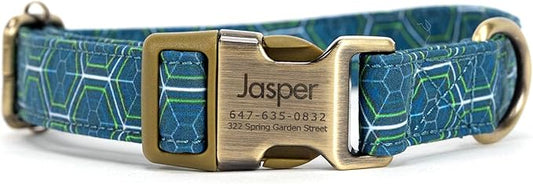Personalized Dog Collar with Name and Phone Number Engraved,Adjustable Custom Puppy Collar,Organic Cotton Pet Collar for Small Medium Large Boy Girl Dogs