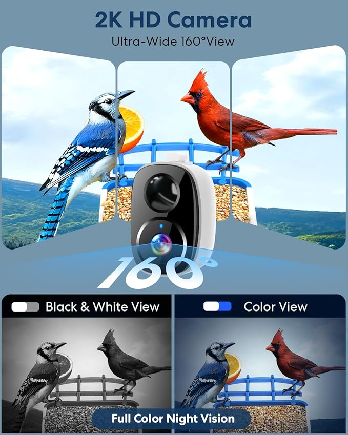 Triple-Solar Powered Smart Bird Feeder with Camera - 3MP UHD Wireless Birdwatching Camera for Outdoors with AI Identification Bird Species & 2L Seed Capacity, Ideal Gift for Birds Lovers, Moms & Dads