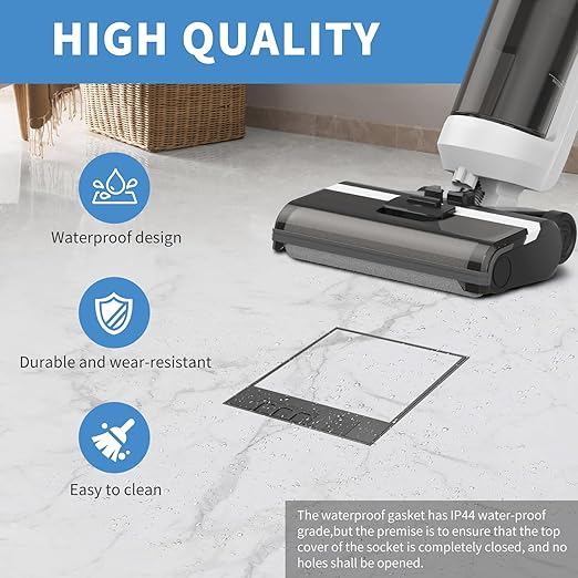 Vagueior Recessed Floor Electrical Outlet Kit,Flat Hidden Socket Kit,Hidden Duplex 15A Tamper-Resistant Receptacle Outlet and 2.1A USB Port，Waterproof Electrical Outlet Covcer Box,Black