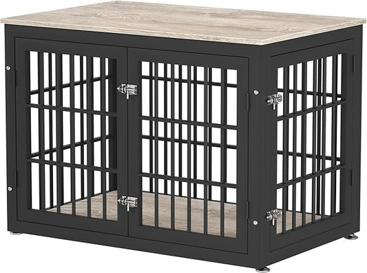 38 Inch Heavy Duty Dog Crate Furniture for Large and Medium Dogs, Decorative Pet House End Table, Wooden Cage Kennel Furniture Indoor, Grey