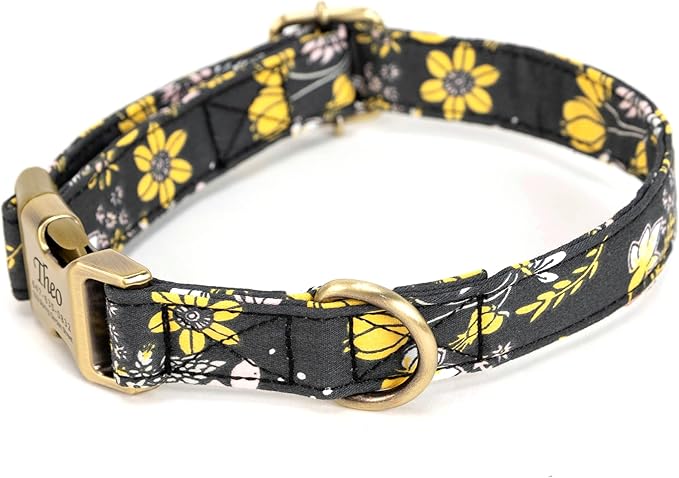 Personalized Dog Collar with Name and Phone Number Engraved,Adjustable Custom Puppy Collar,Organic Cotton Pet Collar for Small Medium Large Boy Girl Dogs