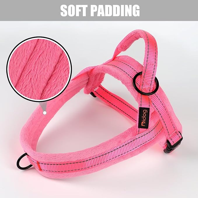 Didog No Pull Dog Harness with Soft Flannel Padded,Reflective & Quick Fit Light Weight Dog Strap Vest Harness,Easy for Walking Training for Small & Medium and Large Dogs(Pink,S)