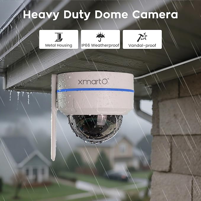 xmartO [AI Tracking Ceiling CAM] 2K HD Metal Dome PTZ Wireless Security Camera with Automatic-Follow, 2-Way Audio and Night Vision (Add on to NVR or Use Standalone, DPK3034)