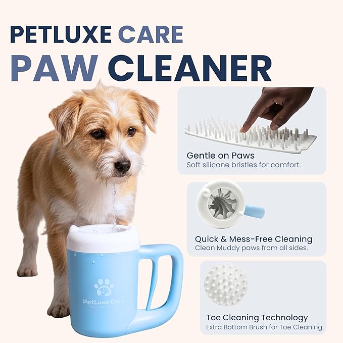 Dog Paw Washer Kit - Includes Paw Cleaner Cup, Towel, Pet Bath Brush & Moisturizing Balm - Dog Foot Washer for Muddy Paws, ideal for Small & Medium Dogs (Blue, Small)