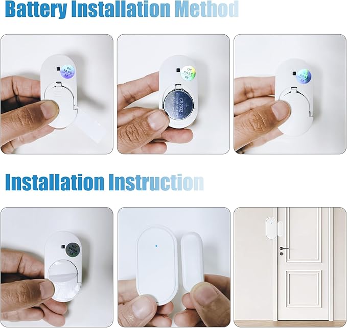 Door Sensor Detector,Smart Wireless Window Sensor Real time Alarm Compatible with Security Alarm System&Alexa&Google Assistant,Home Security Door Open Contact Sensor for Bussiness Burglar Alert
