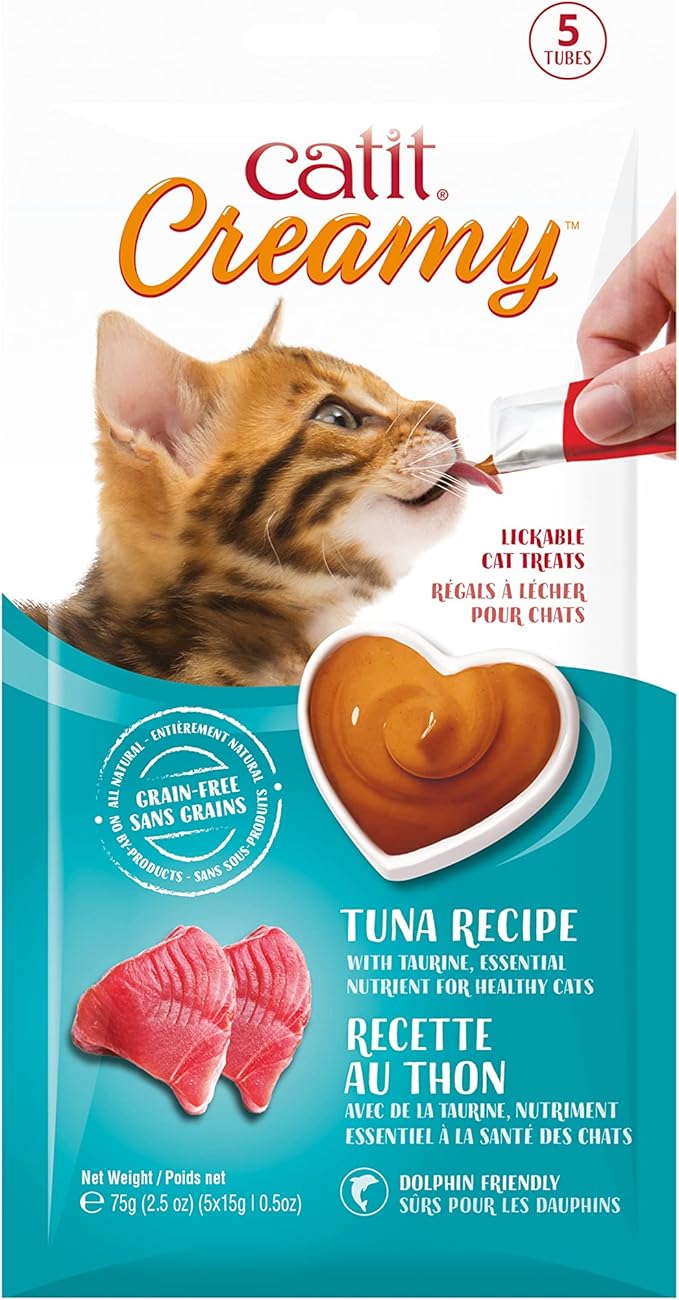 Catit Creamy Lickable Cat Treat – Hydrating and Healthy Treat for Cats of All Ages - Tuna, 5-Pack