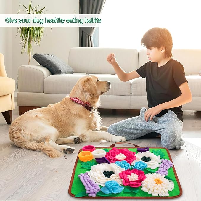 Snuffle Mat for Dogs Pet Treats Feeding Mat for Small/Medium Breed Dogs Non-Slip/Portable/Durable Interactive Dog Puzzle Toys Encourages Natural Foraging Skills (Green)