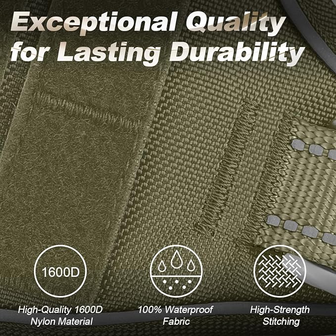 BARKBAY Service Dog Vest Tactical Dog Harness Medium Large Sized Dog Tags Personalized No Pull Adjustable Harness Reflective K9 Working Training Easy Control Military MolleSystem(Army Green,S)