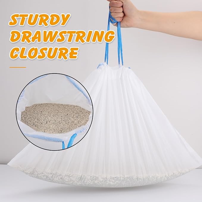 60 Pack Cat Litter Bags Compatible with Litter Robot 3 & 4, Self Cleaning Automatic Litters Box Liners, 25.2 x 15.7 inch (10-12 Gallons)