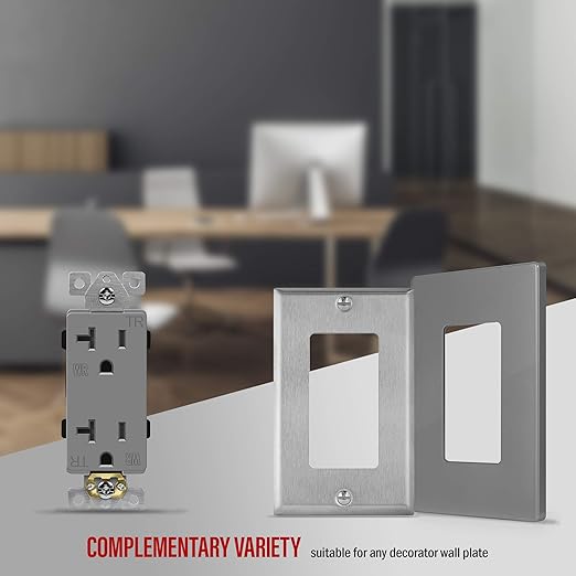 ENERLITES Decorator Receptacle, Tamper-Weather-Resistant, Residential/Commercial Grade Outdoor Outlet, Self-Grounding, 2-Pole, 3-Wire, 5-20R, 20A 125V, UL Listed, 62060-TWR-GY, Gray