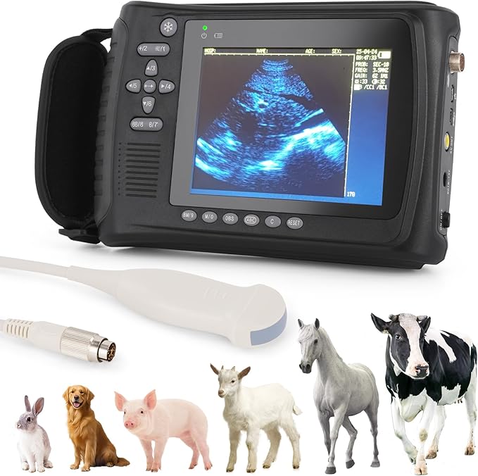 Portable Ultrasound Machine for Pregnancy - with 5.0MHz Micro-Convex Probe & 5 Imaging Modes, Pregnancy Digital Ultrasound Machine for Cattle, Horse, Pigs, Sheep, Cats, Dogs, Rabbit, Fish