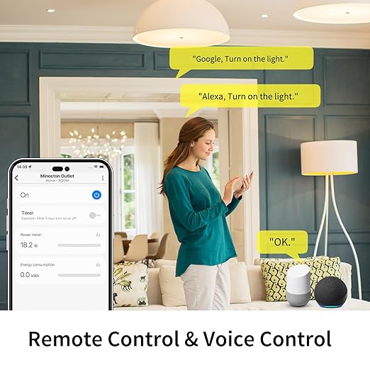 Minoston Zwave Plug Energy Monitor, 800 Series Zwave Outlet, Built-in Repeater Range Extender, Z-Wave Hub Required, Alexa and Google Assistant Compatible (MP21ZP)