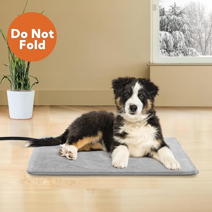 Heating Pad for Cats and Dogs Outdoor,Indoor Warming Cat Heating Pad, Waterproof，Chew Resistant Cord (Grey, 20 X 16)