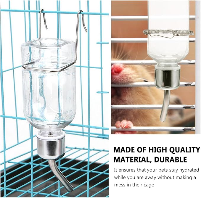 POPETPOP 2 Pcs Pet Cage Water Bottle, Small Animal Hanging Water Feeding Bottle No Drip, Hamster Water Feeder for Rabbit, Guinea Pig, Hedgehog, Chinchilla(350 ml)