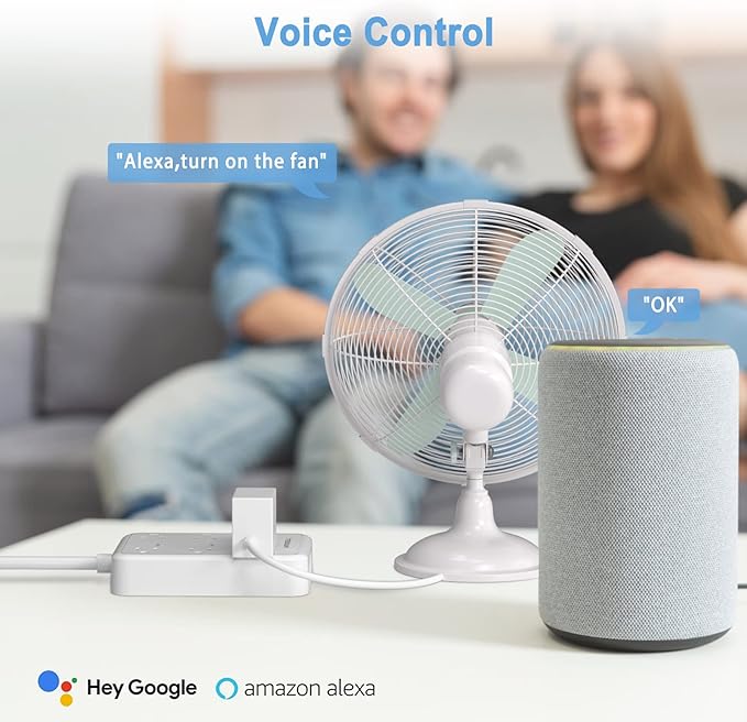 Smart Power Strip, TESSAN WiFi Flat Plug Strip with 3 Smart Outlets and 3 USB Ports, 6 Feet Extension Cord, Only 2.4 GHz Wi-Fi, Compatible with Alexa and Google Home, White