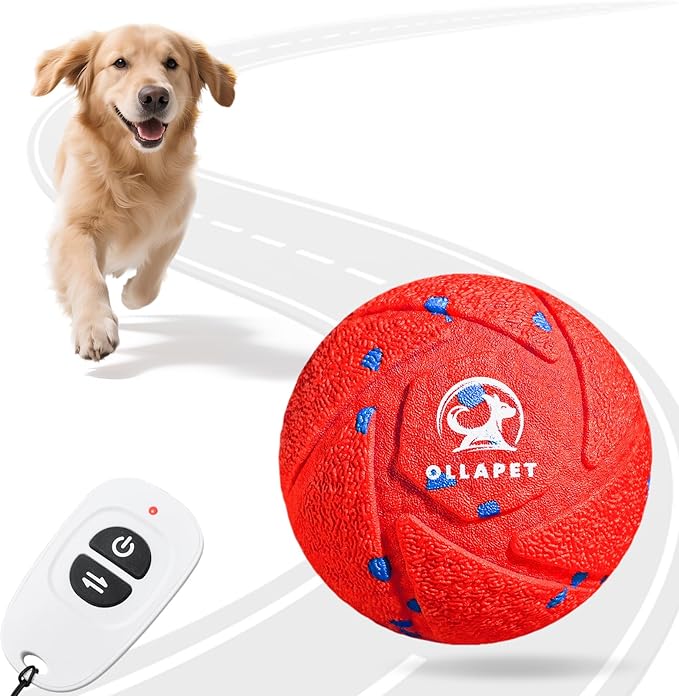 Smart Interactive Dog Toy Ball - Auto Bouncing & Rolling, Chew-Resistant E-TPU Material, 3 Interactive Modes, IPX7 Waterproof, Smart Chase Pet Toy Ball for Medium and Large Dogs (Red)