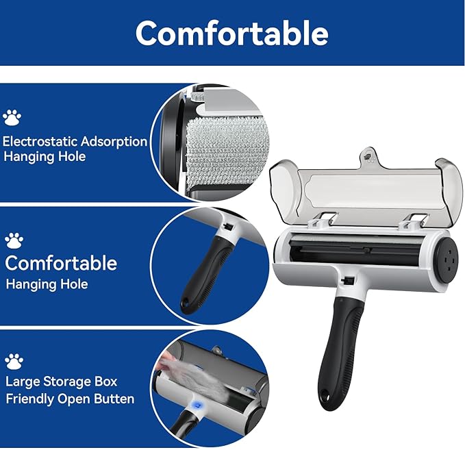 Belife Pet Hair Remover Roller Reusable Lint Roller for Dog and Cat Hair, Multi-Surface Pet Hair Removal Tool for Couch, Furniture, Carpet, Clothes, Bedding (Black)