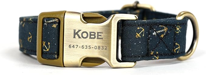 Personalized Dog Collar with Name and Phone Number Engraved,Adjustable Custom Puppy Collar,Organic Cotton Pet Collar for Small Medium Large Boy Girl Dogs