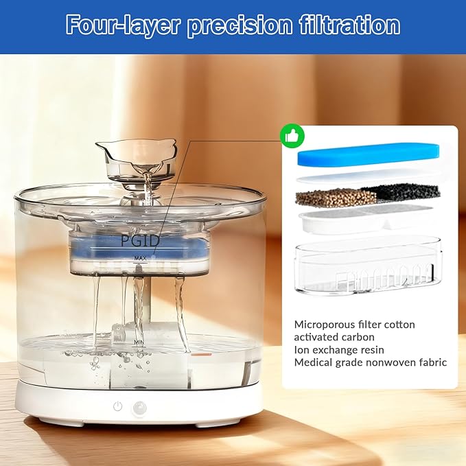 Cordless Cat Water Fountain for Drinking, 5000mah Battery Operated Pet Dog Water Fountain, 74oz/2.2L Automatic Cat Water Dispenser for Cats Dog Indoor Outdoor