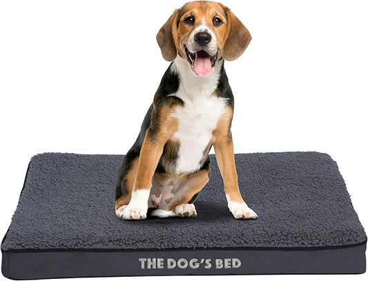 The Dog’s Bed Orthopedic Dog Bed, Medium Grey Plush, Waterproof, Supportive Dog Bed with Washable Replaceable Covers, Veterinary Approved