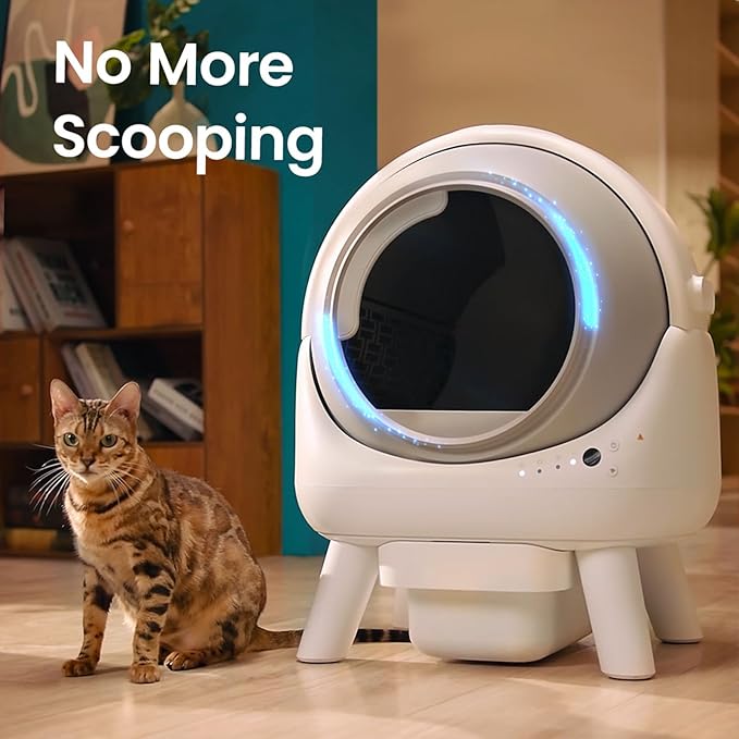 ELS PET Self Cleaning Litter Box - Orbitie Automatic Cat Litter Box Self Cleaning for Multiple Cats with App Control, Auto Kitty Litterbox with Safety Module, Including: Litter Mat, Waste Bags