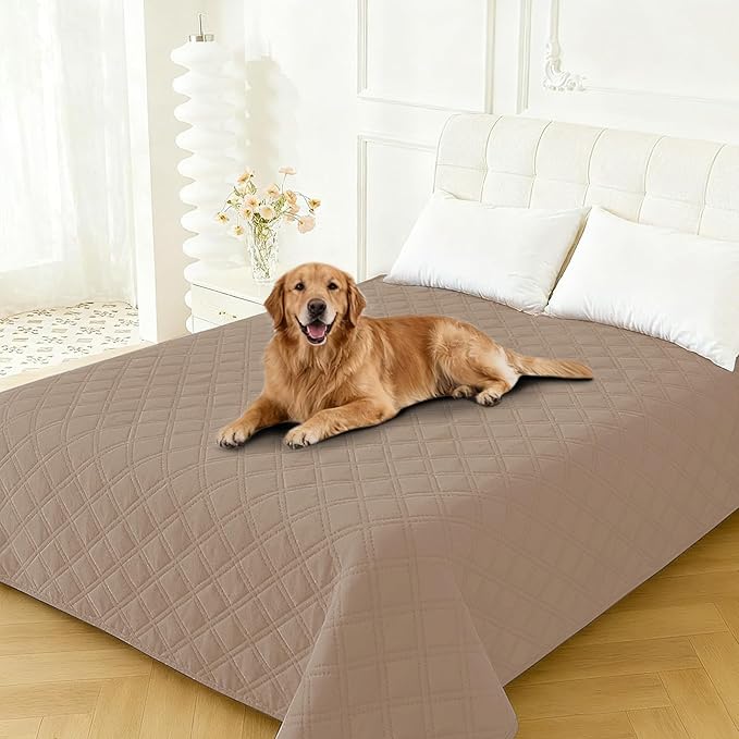 Waterproof Dog Bed Cover, Non-Slip Dog Blanket for Couch, Couch Covers for Dogs Washable, Pet Blanket for Furniture, Pet Bed Mat for Sofa, Car, Pet Supplies (82x120 Inch, Khaki)
