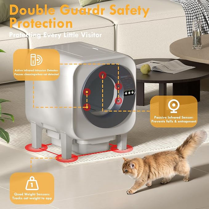 MICDAY Self Cleaning Litter Box, Automatic Litter Box Self Cleaning with APP Control Dynamic Monitoring,75L Litter Robot Dual Sensor Safety Protection, Odor Control System,Black