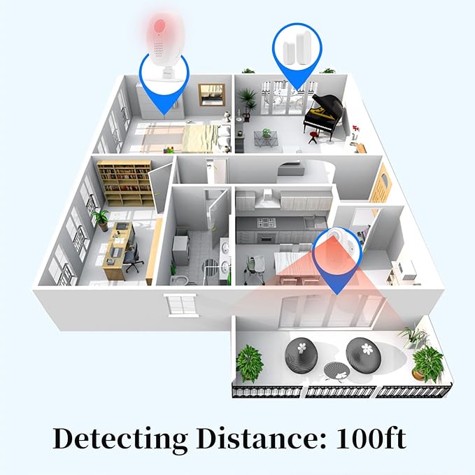 Waytronic Wireless Motion Sensor Alarm Indoor,Door Motion Activated Bell for Home Doorway,Business Entry,Garage Security,Store Entrance,Pet/Elderly/Dementia Patient Monitoring,(1 Receiver+1 Sensor)