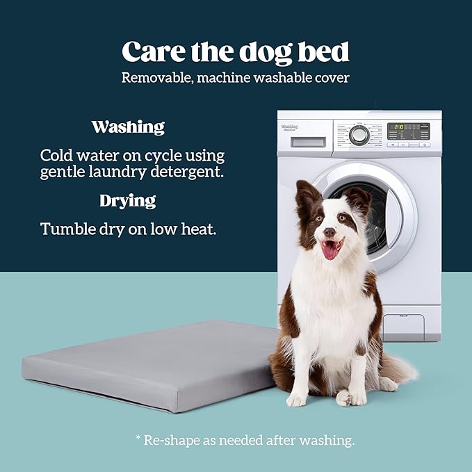 Cybarmour Chew Proof Dog Bed - Orthopedic Indestructible Dog Crate Pad - Outdoor Waterproof Kennel Mat for Aggressive Chewers - Large Breeds & Fits 42-Inch Crate - 41"x27", Limestone