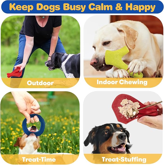 FOFOS Dog Chew Toys for Aggressive Chewers, 3 Pack Tough Nylon Dog Toys, Beef Flavor Chew Toys, for Medium Large Dogs to Keep Them Busy