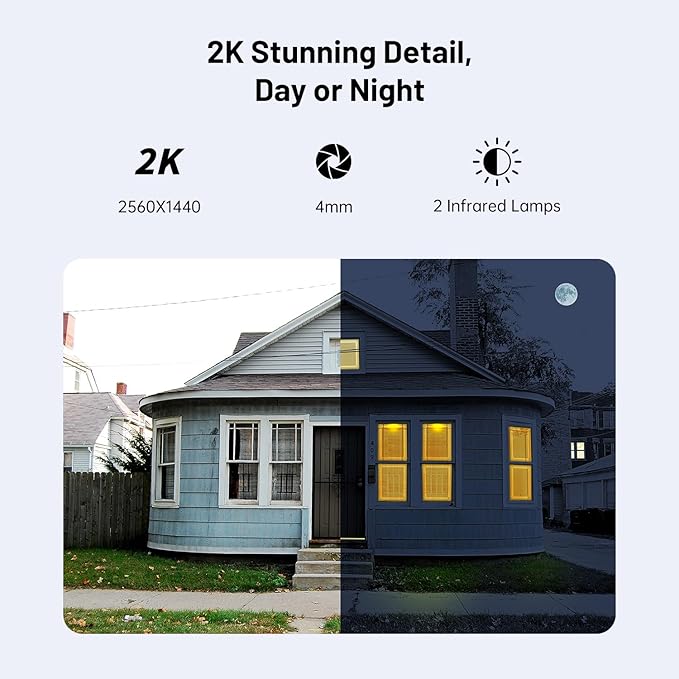 Security Cameras Wireless Outdoor, 2K Battery Powered WiFi Cameras for Home Security , Surveillance Camera AI Motion Detection Spotlight Siren Alarm, Color Night Vision, 2-Way Talk, IP66 Waterproof