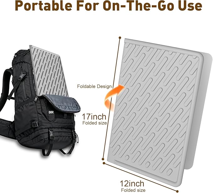 Cat Litter Mat with Grooves & Raised Edge, Urineproof/Waterproof, Litter Scattering Control, Easy to Clean & Recycle (24 * 17in-Grey-2 Pack)