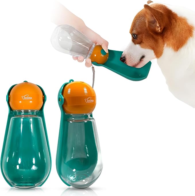 Foldable Dog Water Bottle Dispenser with Portable Bowl