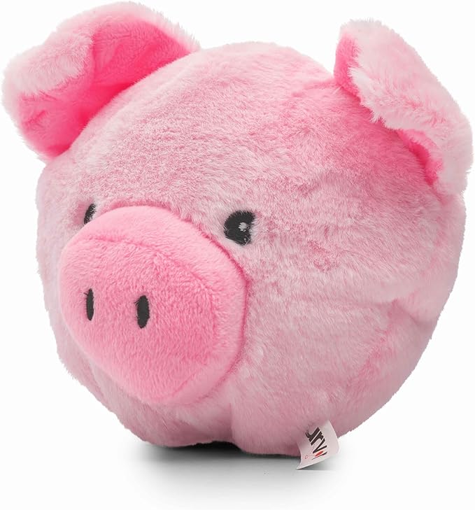 Flourish Pets 2 in 1 Multi-Layer Chew Toy for Active Dogs | Non-Toxic BPA Free Double Stitched Soft Fabric Exterior Dog Toys | Long-Lasting Dog Plush Toys - Pig 3.5"