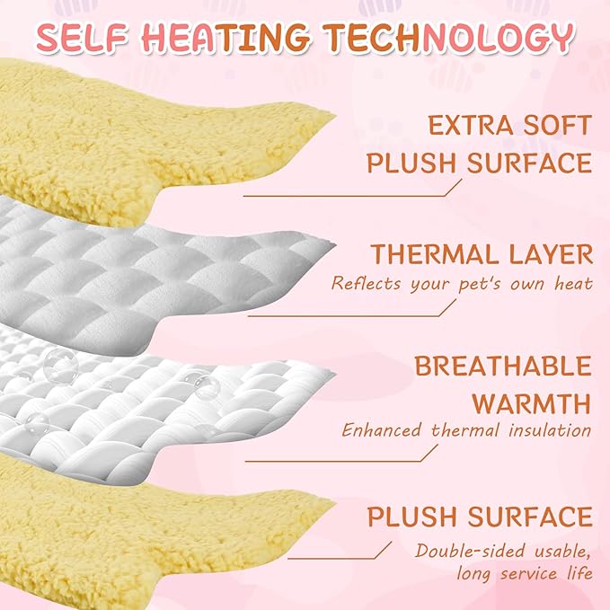 3 Pack Self Warming Cat Dog Bed Leaf Shape Self Heating Pet Mat Non Electric Washable Thermal Sleeping Pad Plush Heated Pet Mat for Crate Floor Indoor Outdoor(Mixed Colors,Small-16 x20)