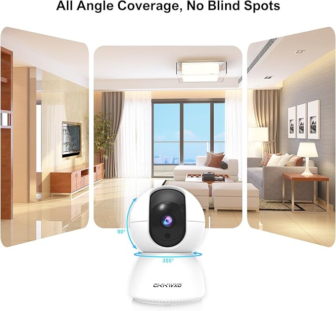 2.4&5GHz WiFi Indoor Security Camera,2K/3MP Camera for Home Security, 355° Pan/Tilt Pet Cam, IR Night Vision Baby Monitor, 2-Way Audio, Motion Tracking, Cloud & SD Card Storage
