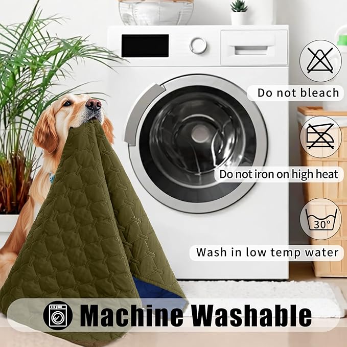 Smiry Waterproof Dog Bed Cover Blanket, Soft Reversible Pet Blanket, Washable Leakproof Cats Dogs Couch Cover for Sofa, Couch, Furniture, Plaid (82x82 Inch, Green/Navy)