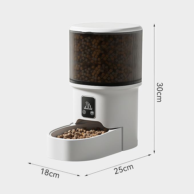 Automatic Cat Feeders - Timed Pet Feeder for Cats and Dogs with Dry Food Dispenser, APP Control Smart, 4L Grain Storage Bucket, Dual Power Supply, Programmable Portion Control (Black Visible)