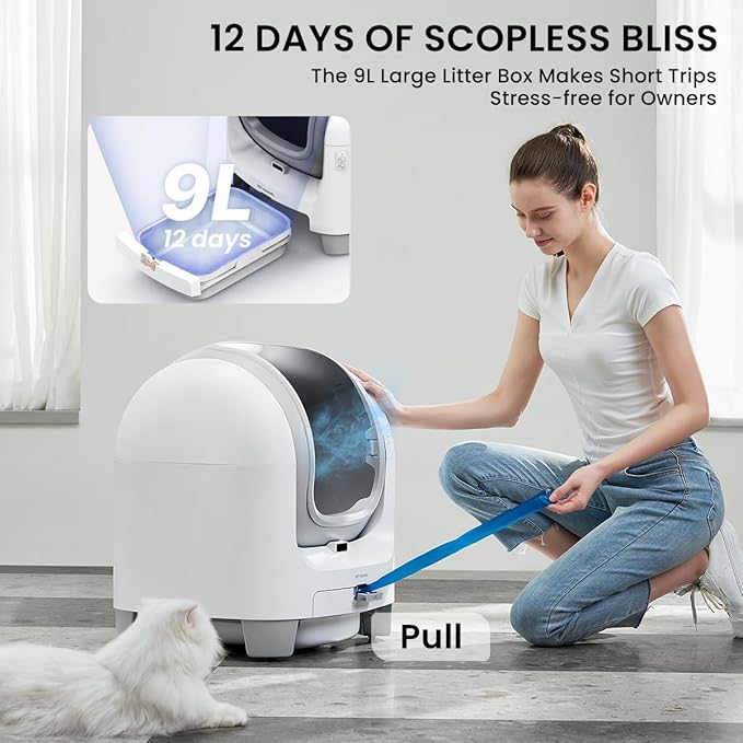 PET MARVEL C1 Self-Cleaning Cat Litter Box, Large 70L Automatic Litter Box for Multiple Cats up to 22 lbs, Smart App Control with Health Monitoring, 4-Layer Safety System, Open-Top Design