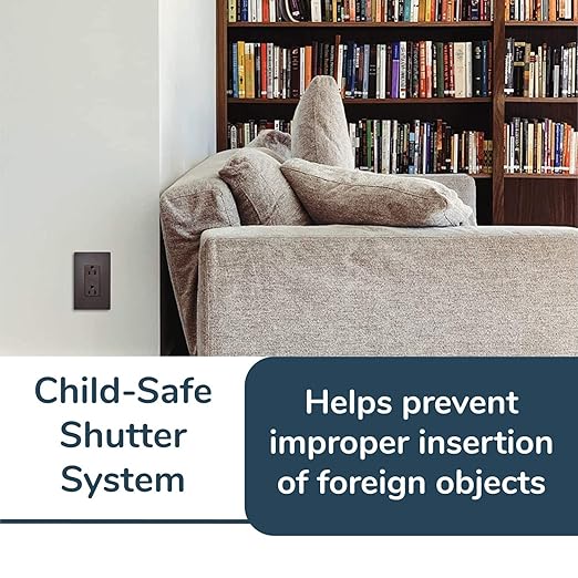 Legrand - Pass & Seymour Radiant Tamper Resistant Outlet, Dark Bronze Power Outlet, 15 Amp Wall Outlet, 885TRDBCC12, 1 Count (Pack of 2)