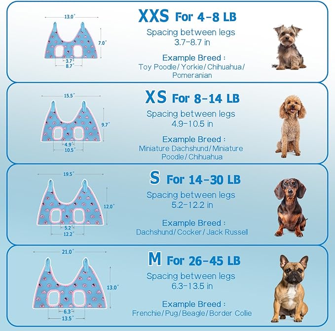 Supet Dog Grooming Hammock Harness for Dogs Cats, Relaxation Pet Nail Clipper Hammock, Restraint Dog & Small Animal Leashes Sling for Groomingk for Nail Trimming (Blue-Love, S)