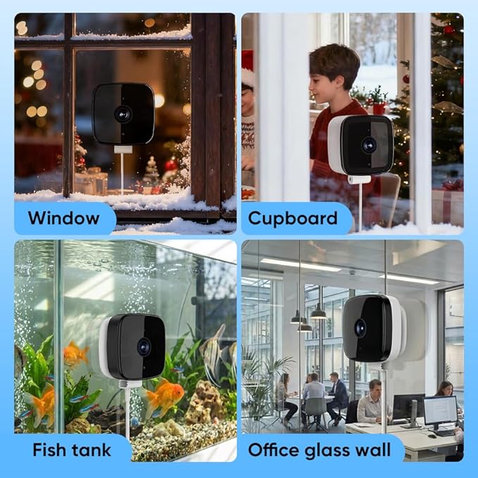 Saker Smart 2K Window Security Camera Plus 2026| 2.4GHz & 5GHz Indoor Cameras with Color Night Vision,Motion Alerts | 24/7 Recording for Home Security | Easy & Quick Install