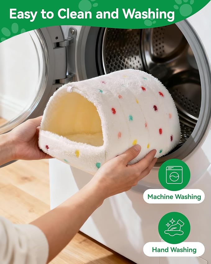 Parrot Winter Nest Guinea Pig Hideout Large Space Plush Pet Nest Hut, Winter Fluffy Warm Cave Bed for Parrot, Hamsters, Guinea Pigs & Small Animals, Machine Washable Cozy