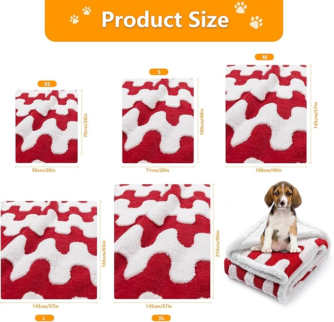 Waterproof Pet Blanket,Red Dog Throw Blankets for Bed Covers Couch Sofa Stylish Jacquard Pets Mats of Puppy Cats Washable Reversible Furniture Protection Covers (Red Wave,M)