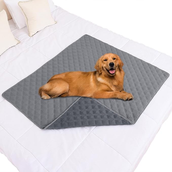 Smiry Waterproof Dog Bed Cover Pet Blanket, Soft Washable Dog Blanket for Furniture Bed Couch Sofa Reversible, Checkered (40"x50", Grey/Dark Grey)